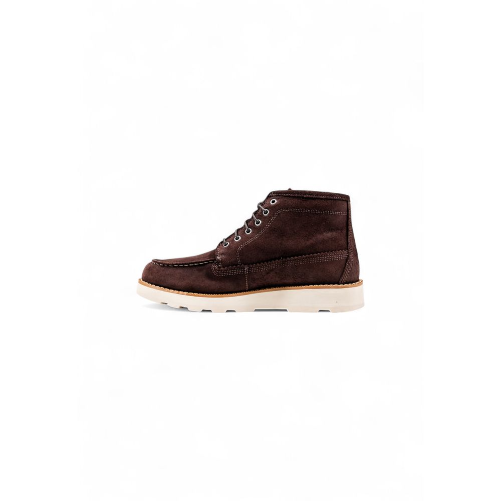 Timberland Brown Leather Lace-Up Boots - Back view