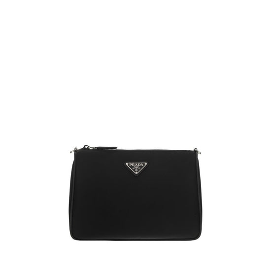 Prada Black Recycled Polyamide Shoulder Bag - AW26 24×18.5cm - Front view