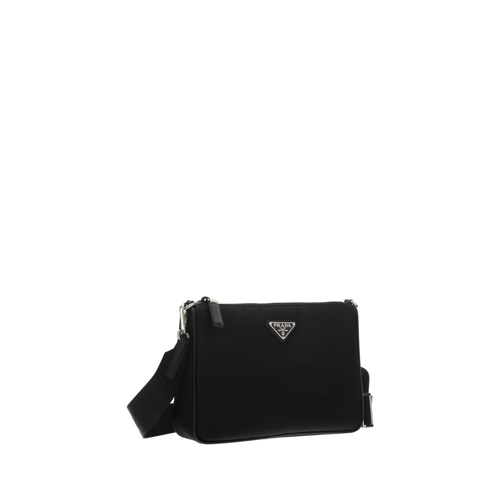Prada Black Recycled Polyamide Shoulder Bag - AW26 24×18.5cm - Side view