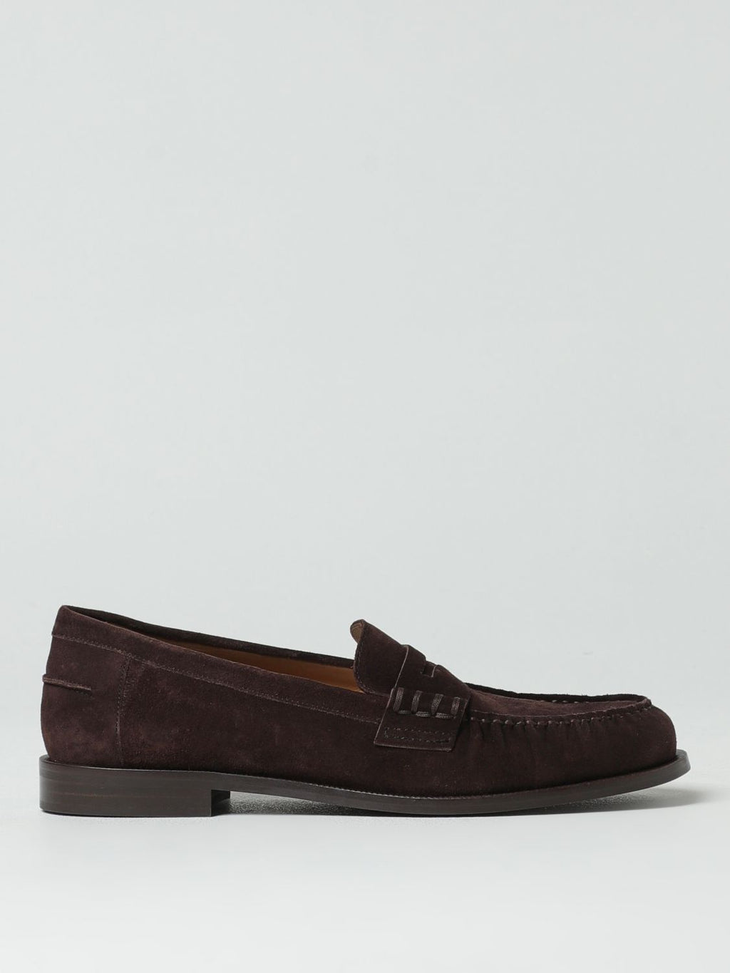 Emporio Armani Brown Suede Leather Slip On Loafers - Front view