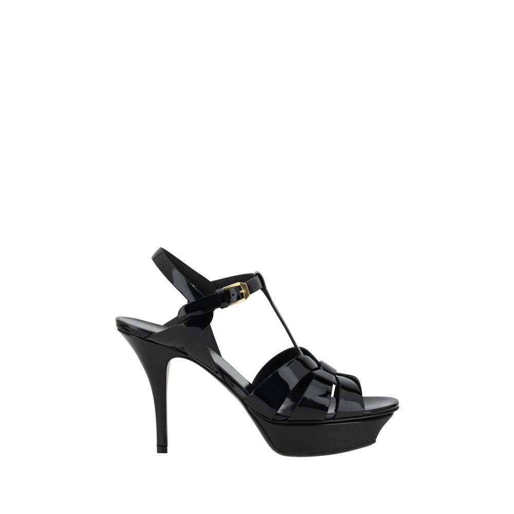 Saint Laurent Black Calf Leather Stiletto Heel Sandals - AW26 (Ref. SA315490AAAOW1000) - Front view