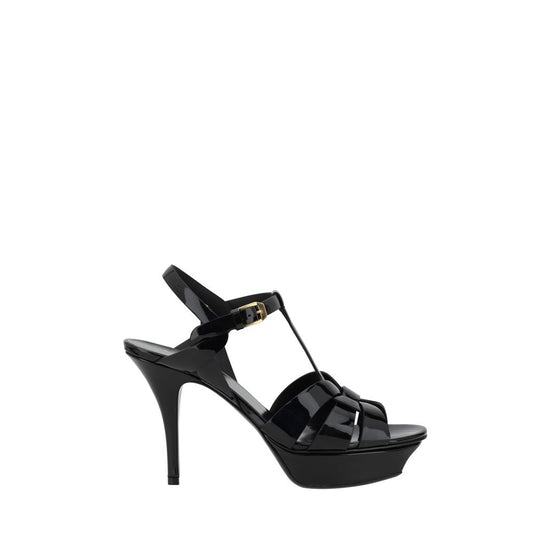 Saint Laurent Black Calf Leather Stiletto Heel Sandals - AW26 (Ref. SA315490AAAOW1000) - Front view