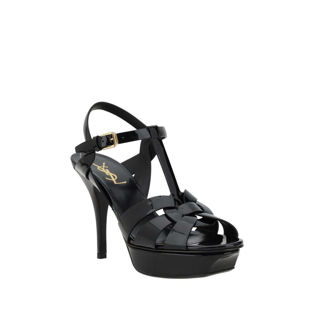 Saint Laurent Black Calf Leather Stiletto Heel Sandals - AW26 (Ref. SA315490AAAOW1000) - Side view