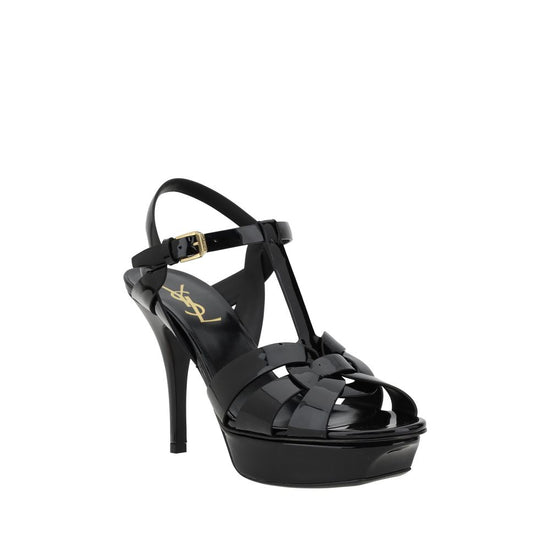 Saint Laurent Black Calf Leather Stiletto Heel Sandals - AW26 (Ref. SA315490AAAOW1000) - Side view