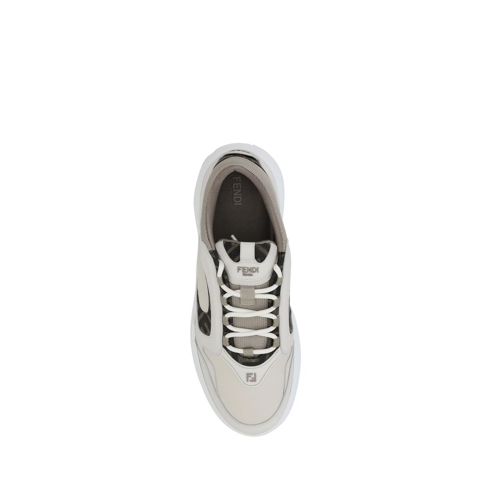 Fendi White Calf Leather Bos Taurus Low Top Sneakers - Detail view