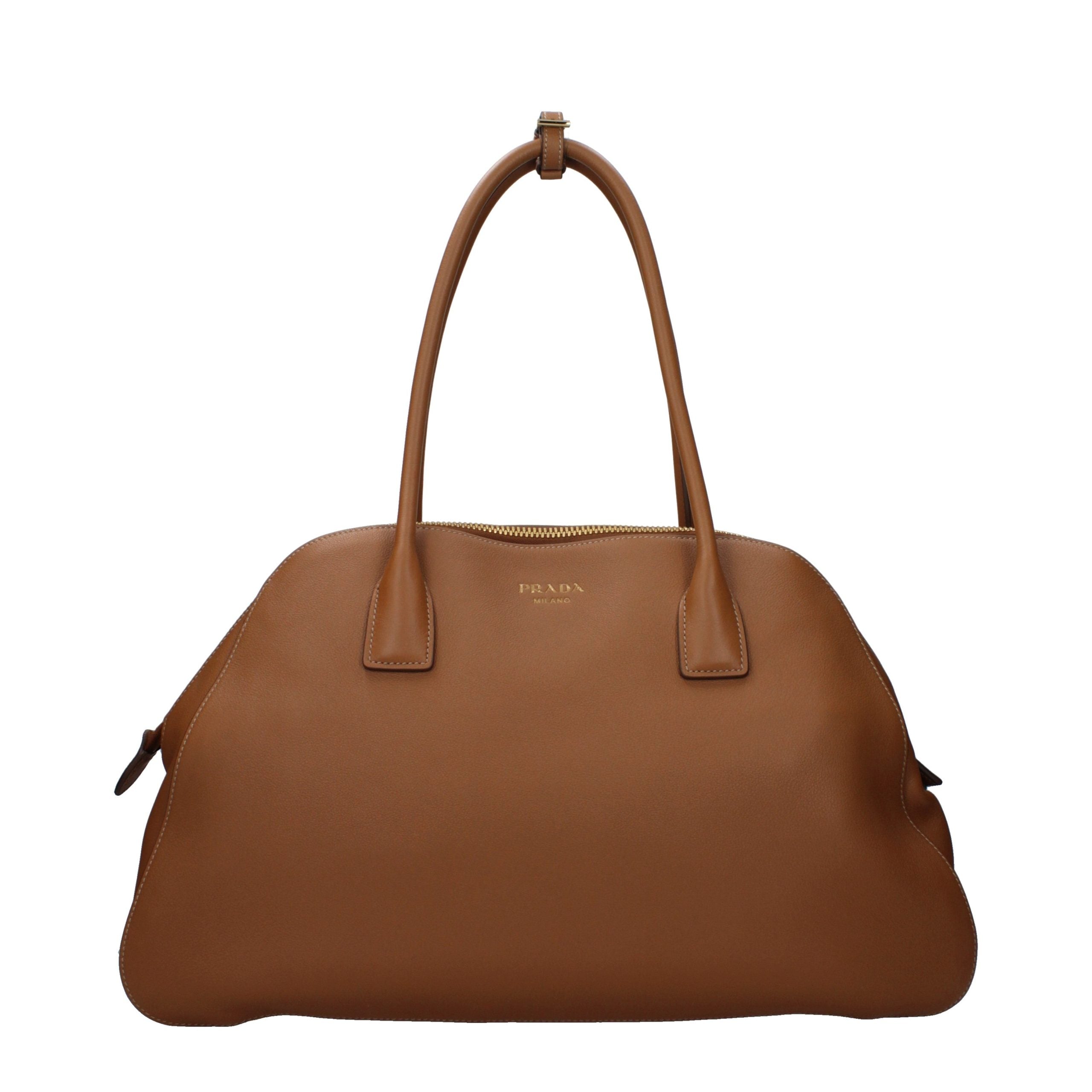 Prada Brown Leather Shoulder Bag - Front view