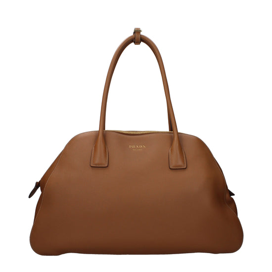 Prada Brown Leather Shoulder Bag - Front view