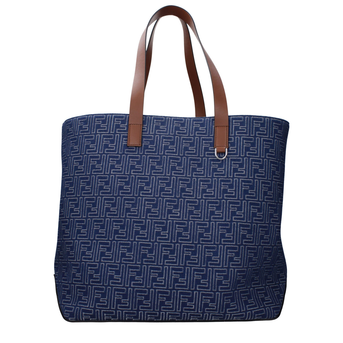 Fendi Blue Fabric Shoulder Bag - Back view
