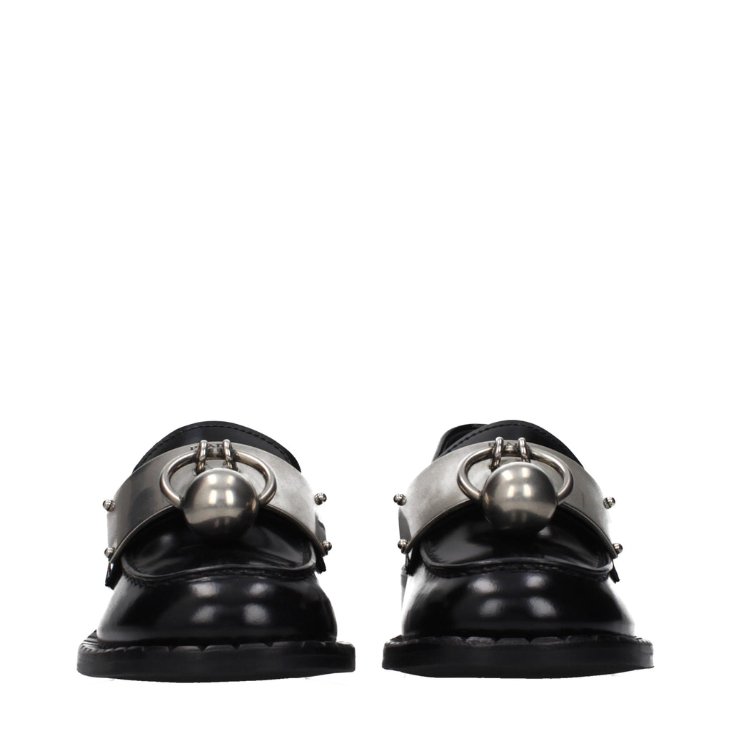 Prada Black Leather Slip On Loafers - Back view