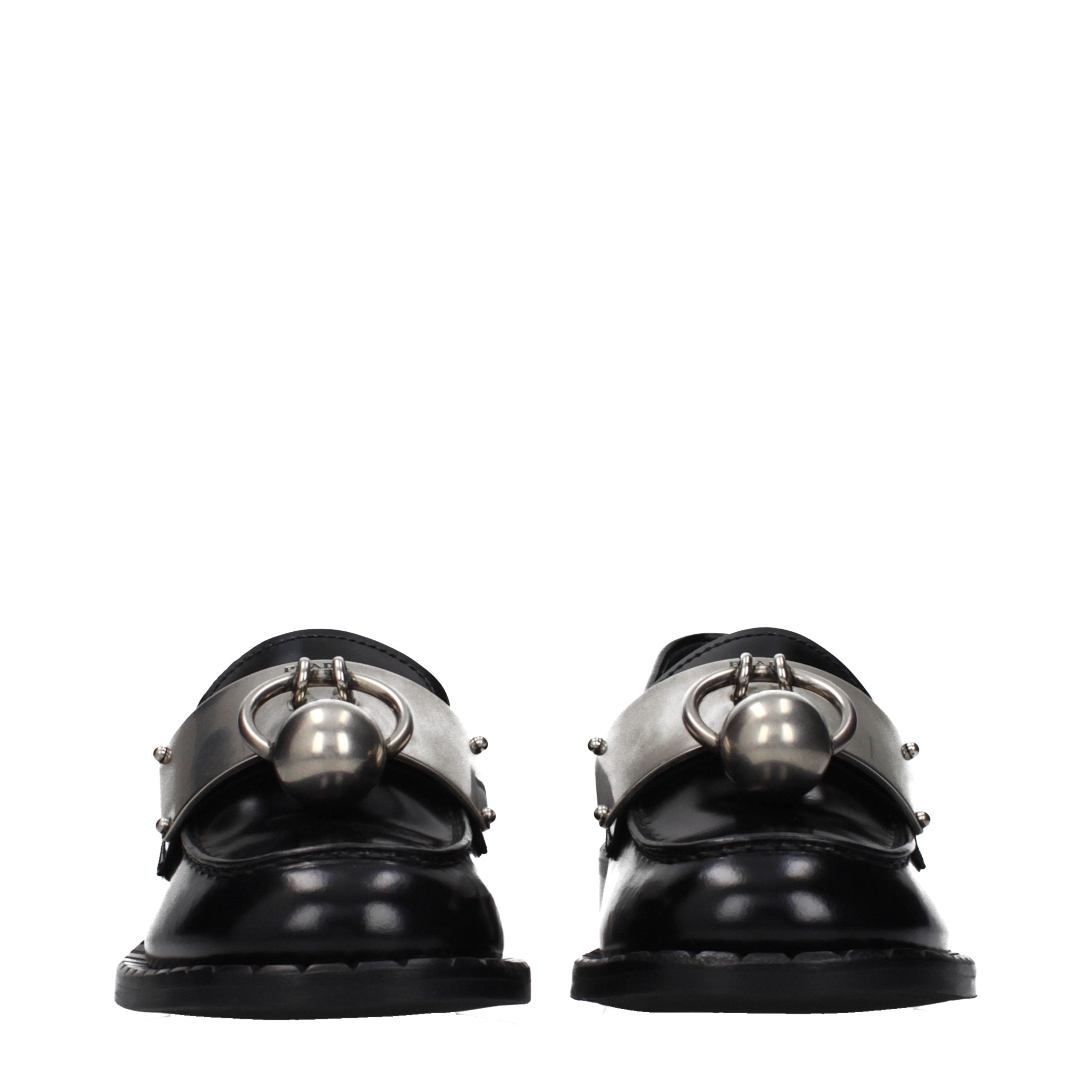 Prada Black Leather Slip On Loafers - Back view