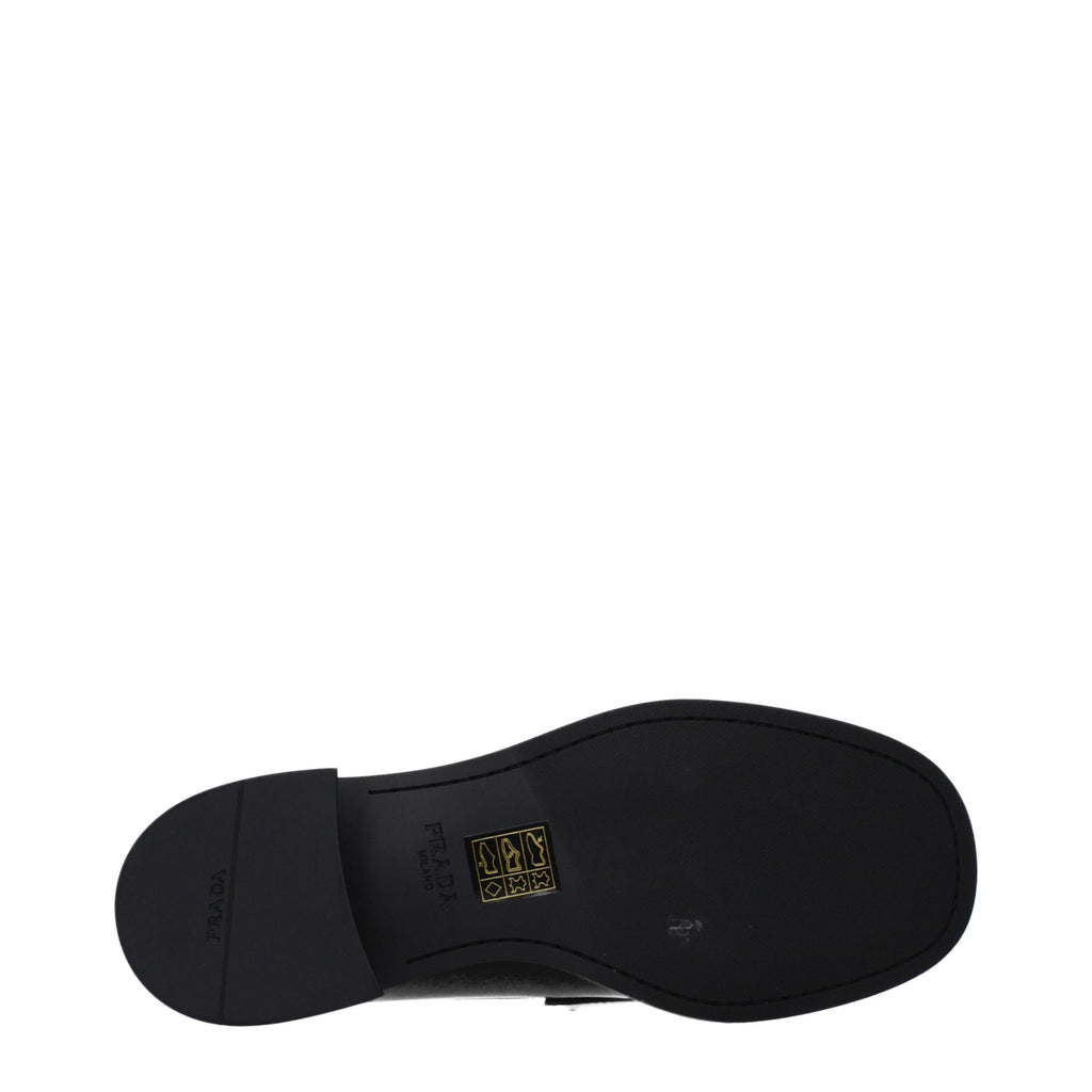 Prada Black Leather Slip On Loafers - Close-up view