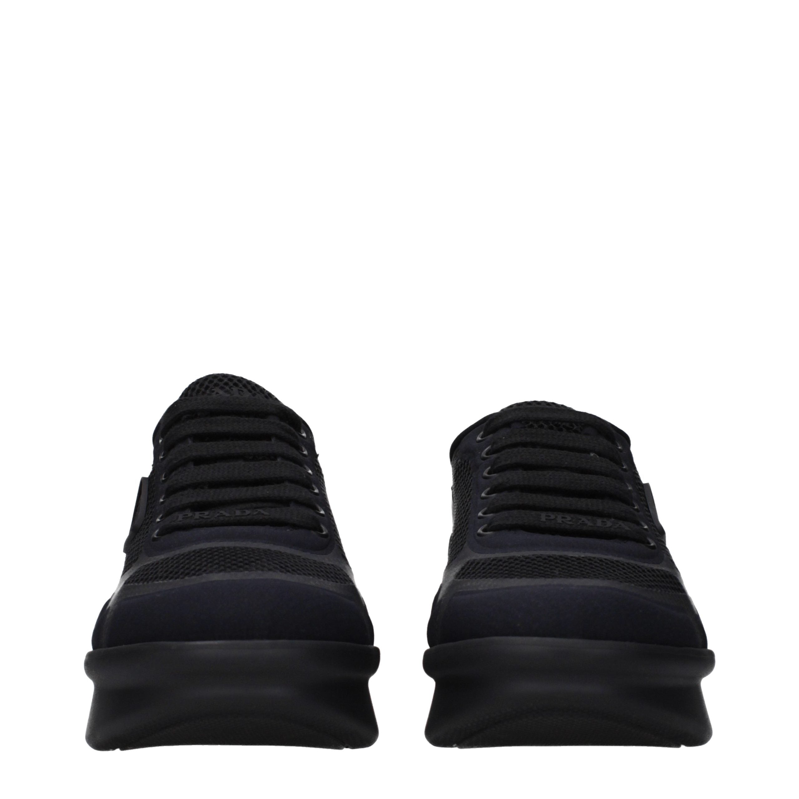 Prada Black Fabric Low Top Sneakers - Back view