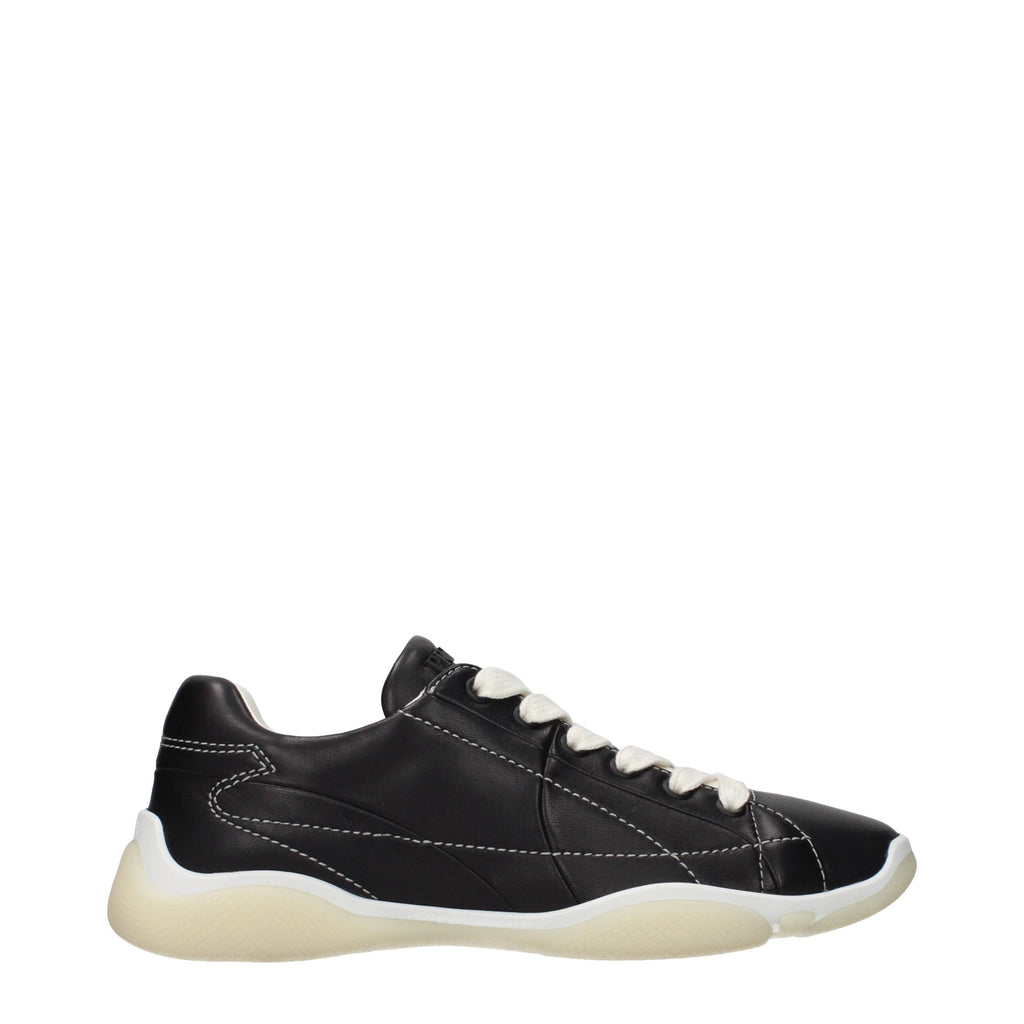 Prada Black Leather Sneakers - Front view