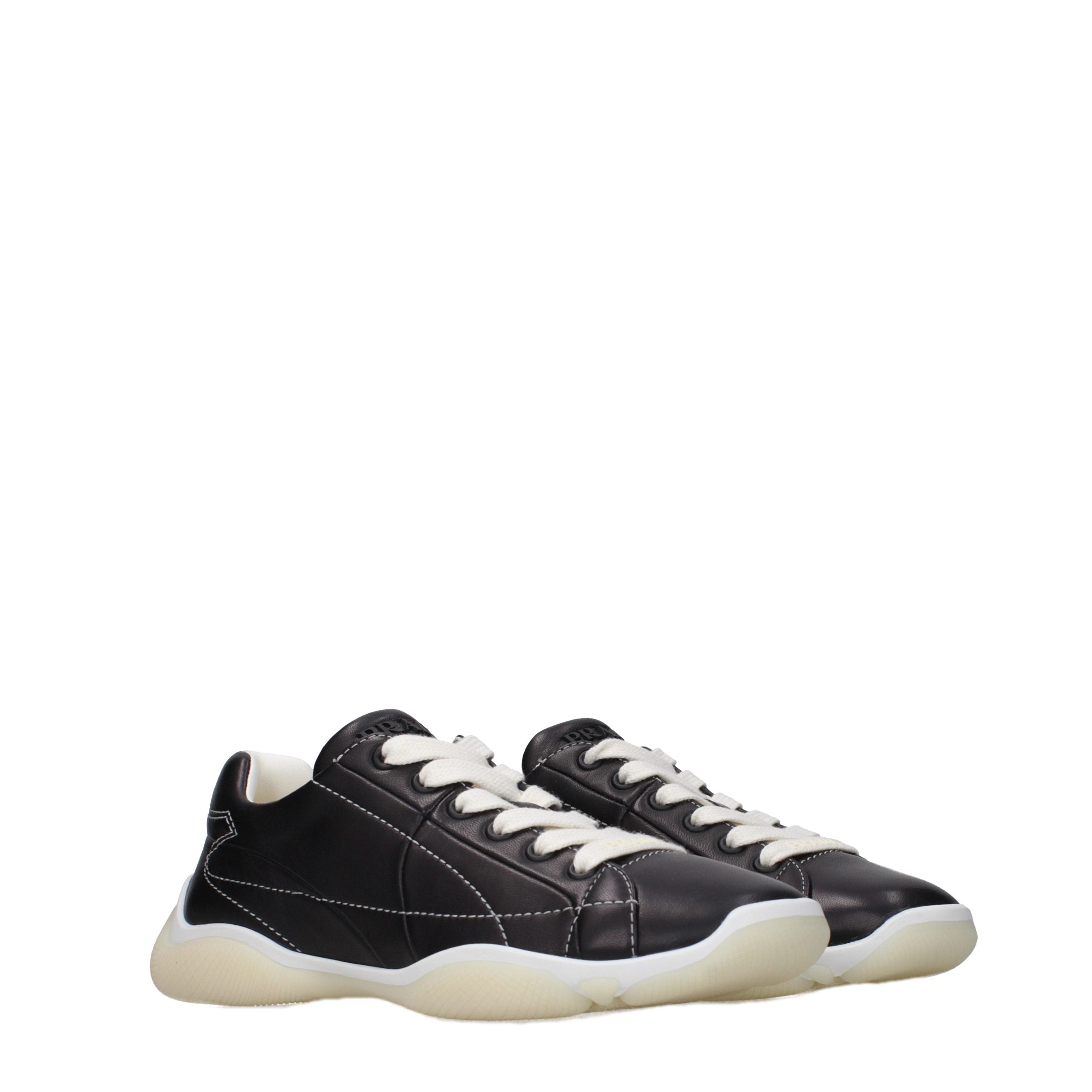 Prada Black Leather Sneakers - Side view