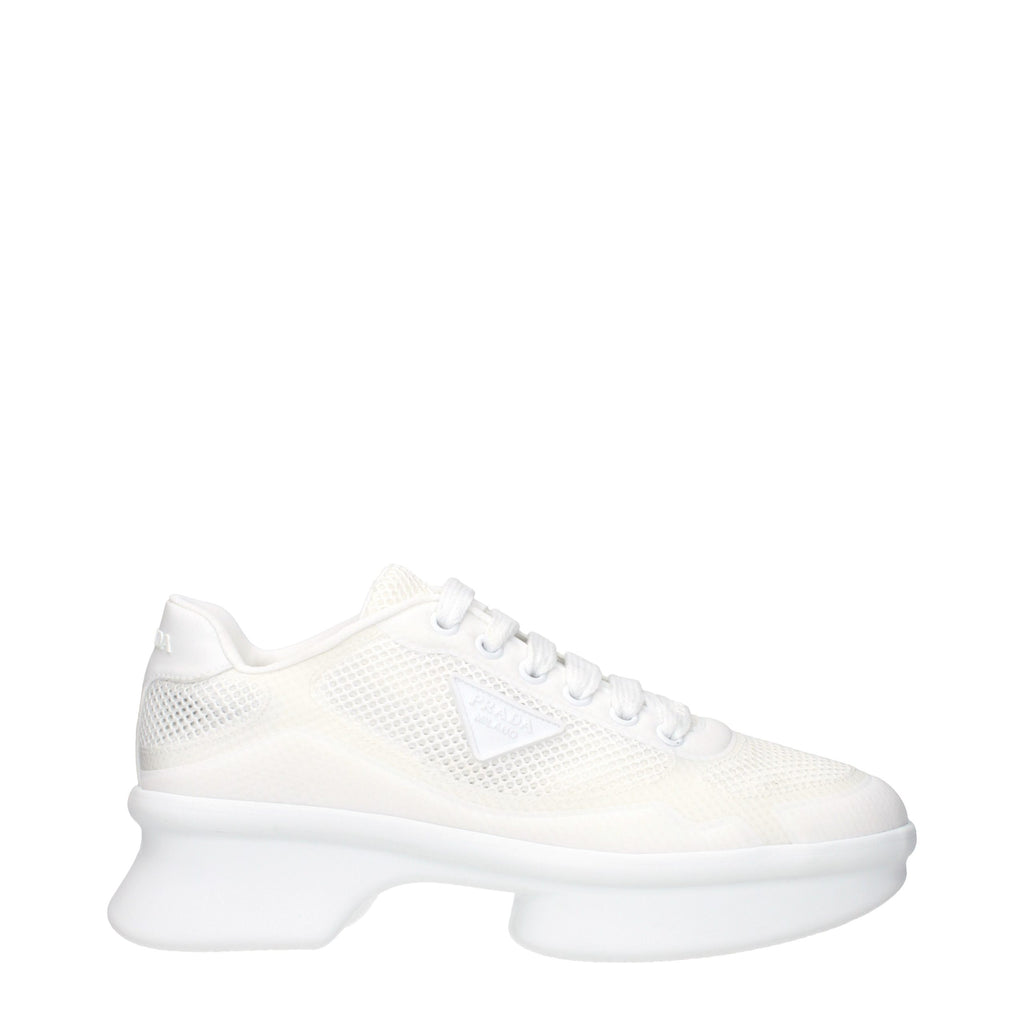 Prada White Fabric Low Top Sneakers - Front view