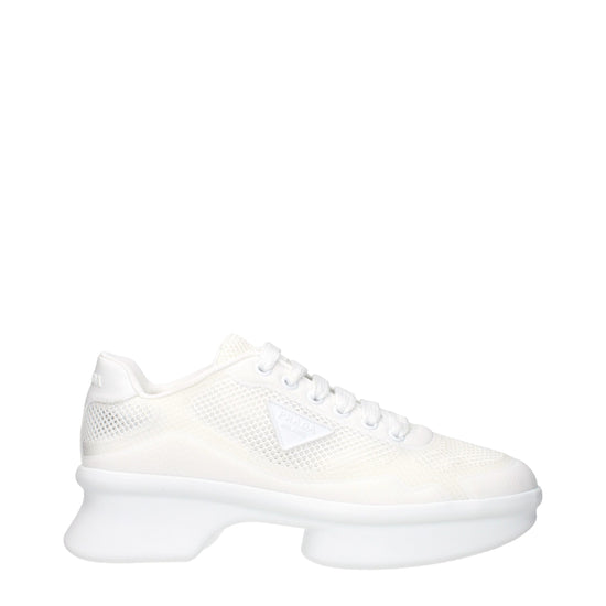Prada White Fabric Low Top Sneakers - Front view