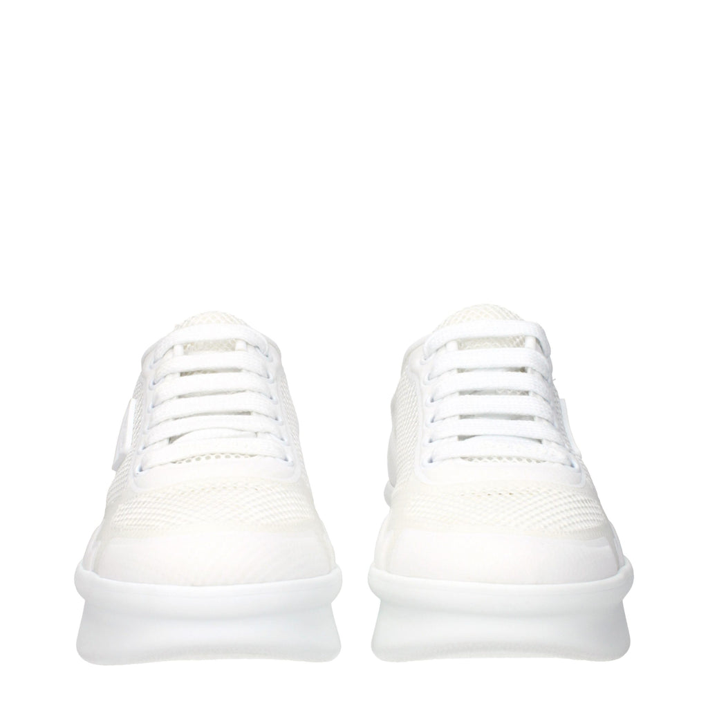 Prada White Fabric Low Top Sneakers - Back view