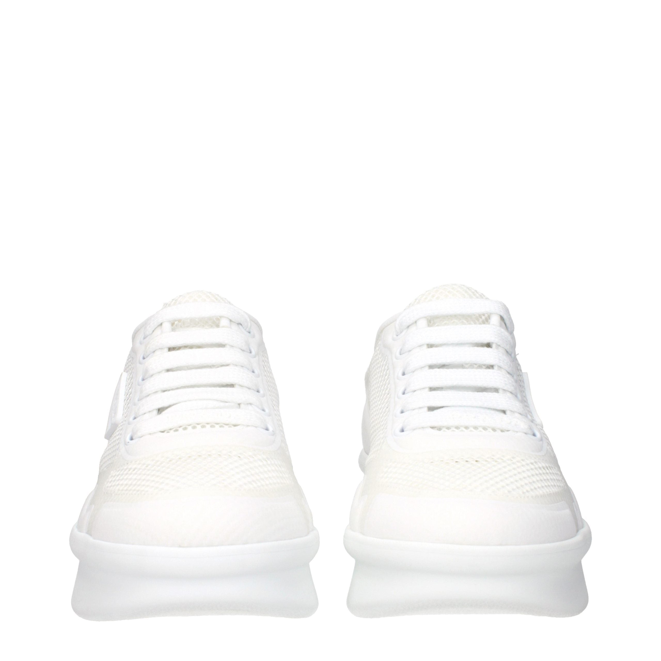 Prada White Fabric Low Top Sneakers - Back view