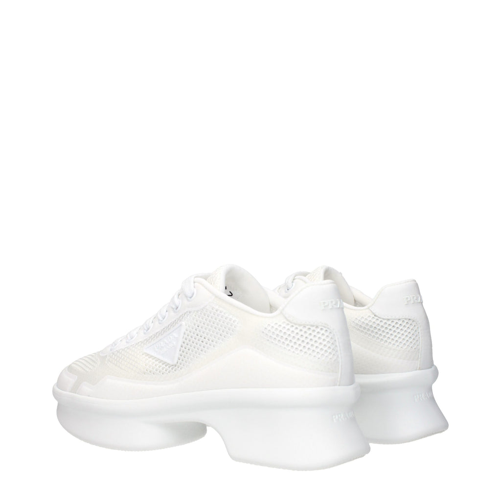 Prada White Fabric Low Top Sneakers - Detail view
