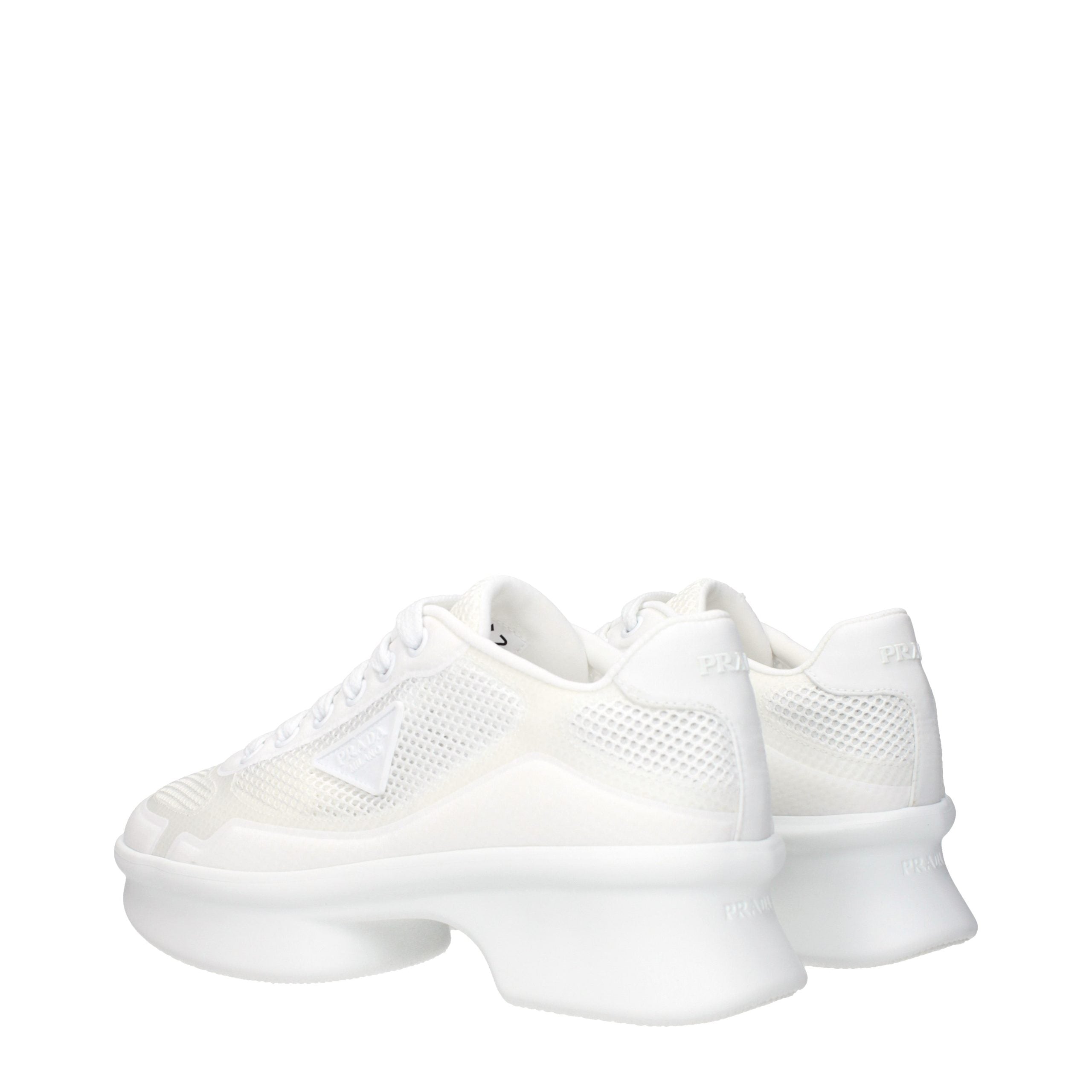 Prada White Fabric Low Top Sneakers - Detail view