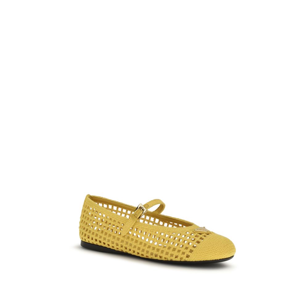 Prada Bicolor Cotton Ballet Flats - Side view