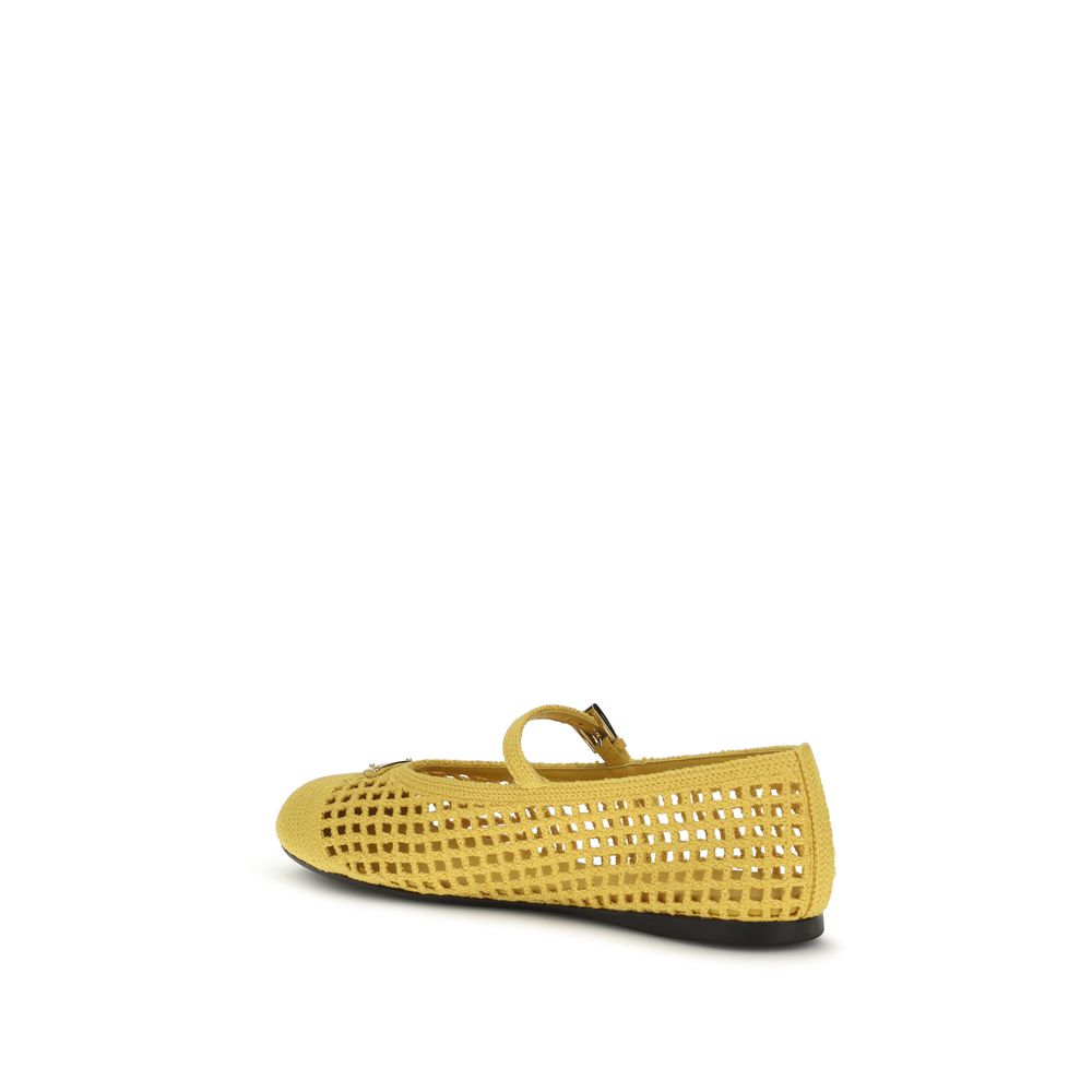 Prada Bicolor Cotton Ballet Flats - Back view