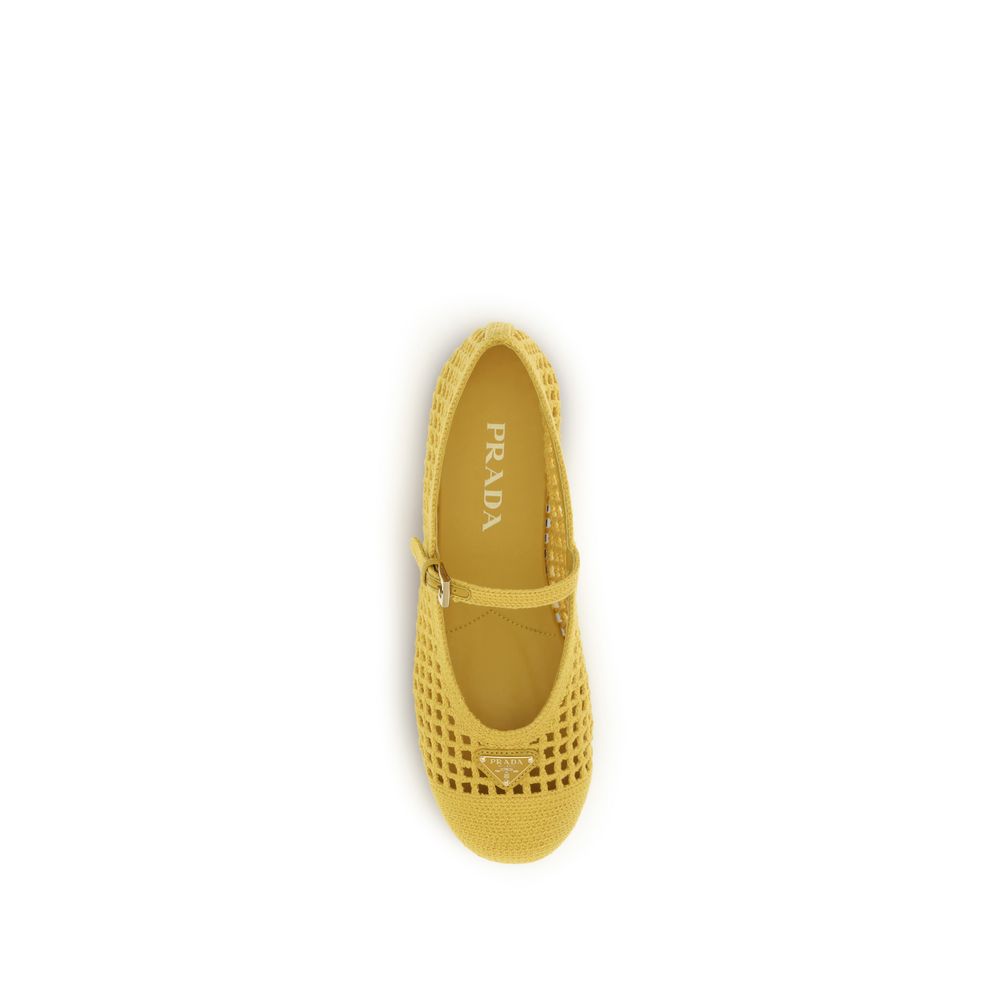 Prada Bicolor Cotton Ballet Flats - Detail view