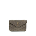 Saint Laurent Gray Lamb Shoulder Bag - SS26 23×15.5cm - Front view