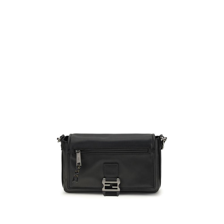 Fendi Black Calf Leather Bos Taurus Shoulder Bag - Front view