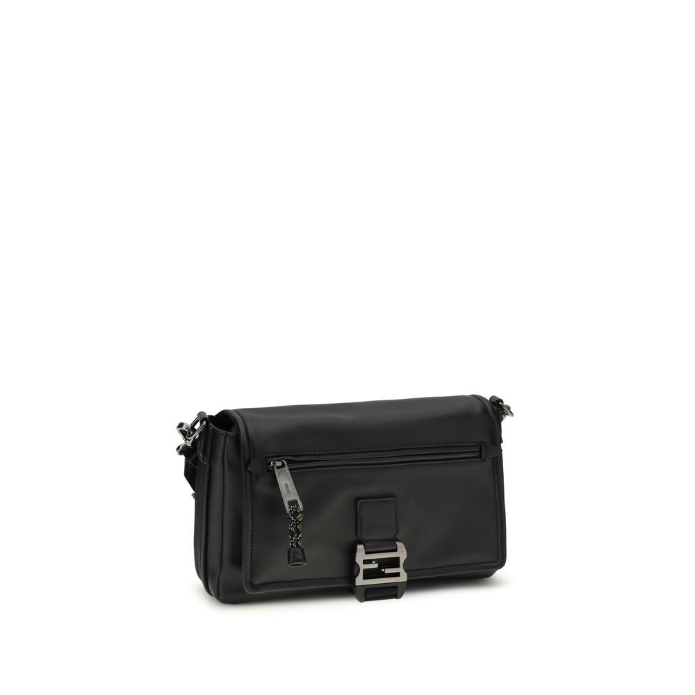 Fendi Black Calf Leather Bos Taurus Shoulder Bag - Side view