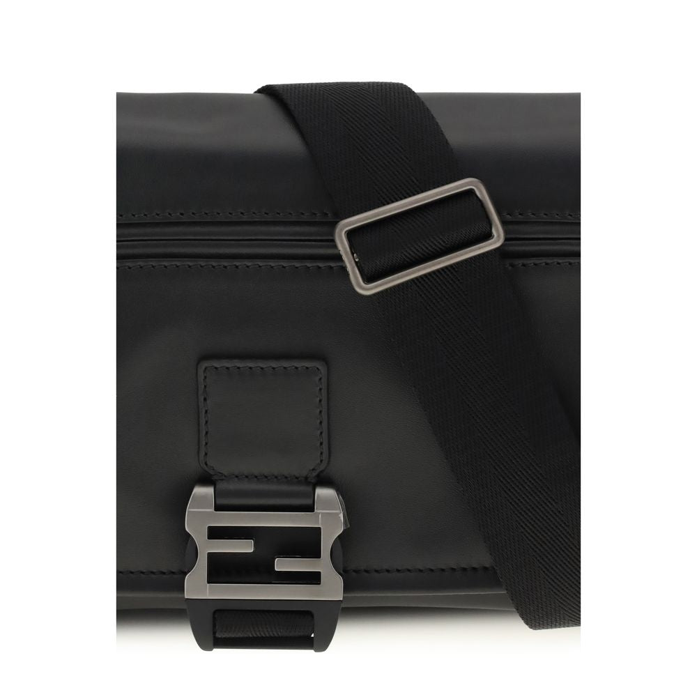 Fendi Black Calf Leather Bos Taurus Shoulder Bag - Detail view