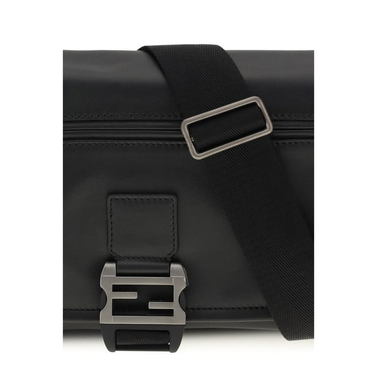 Fendi Black Calf Leather Bos Taurus Shoulder Bag - Detail view