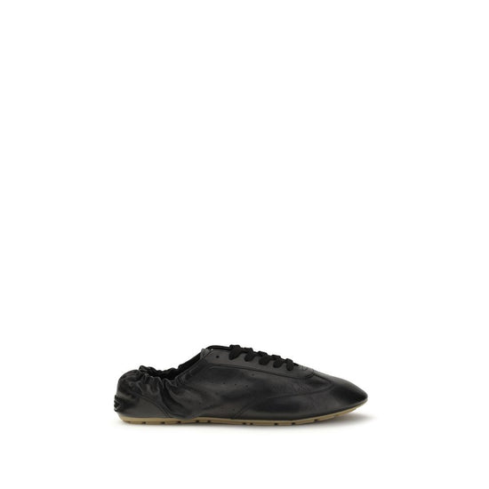 Saint Laurent Black Calf Leather Athletic Sneakers - Front view