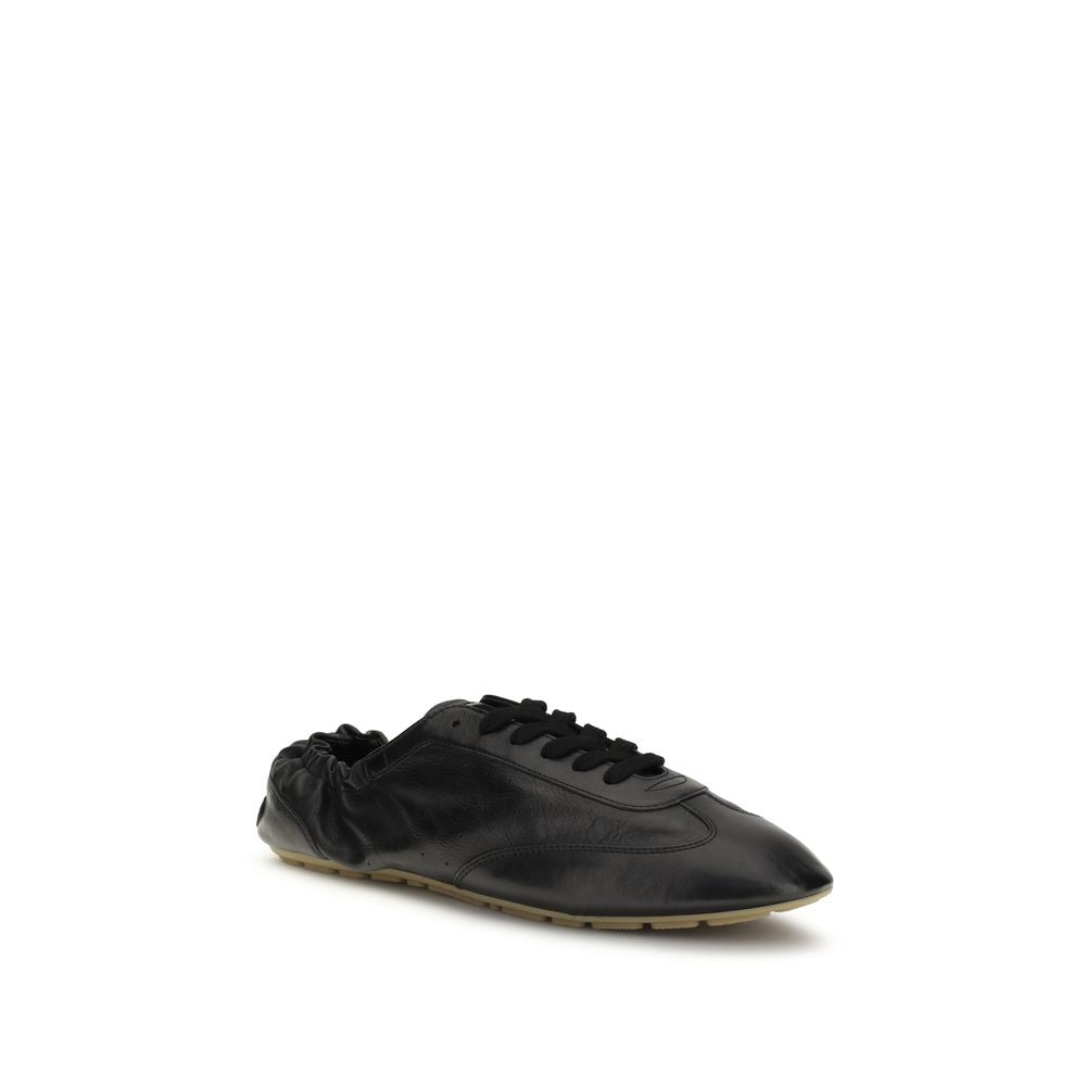 Saint Laurent Black Calf Leather Athletic Sneakers - Side view