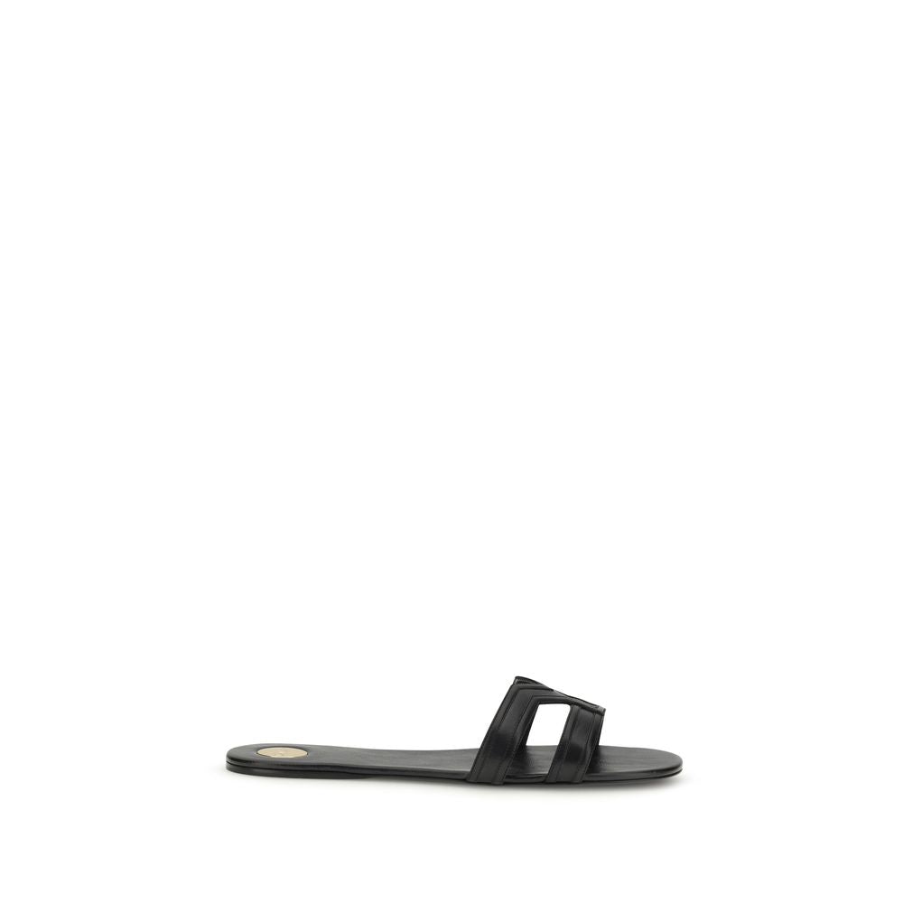 Saint Laurent Black Calf Leather Bos Taurus Sandals - Front view
