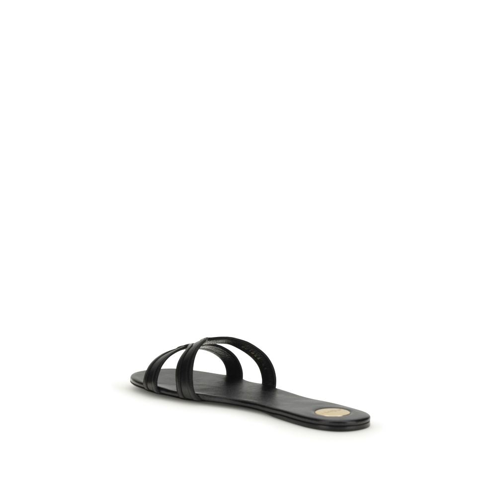 Saint Laurent Black Calf Leather Bos Taurus Sandals - Back view