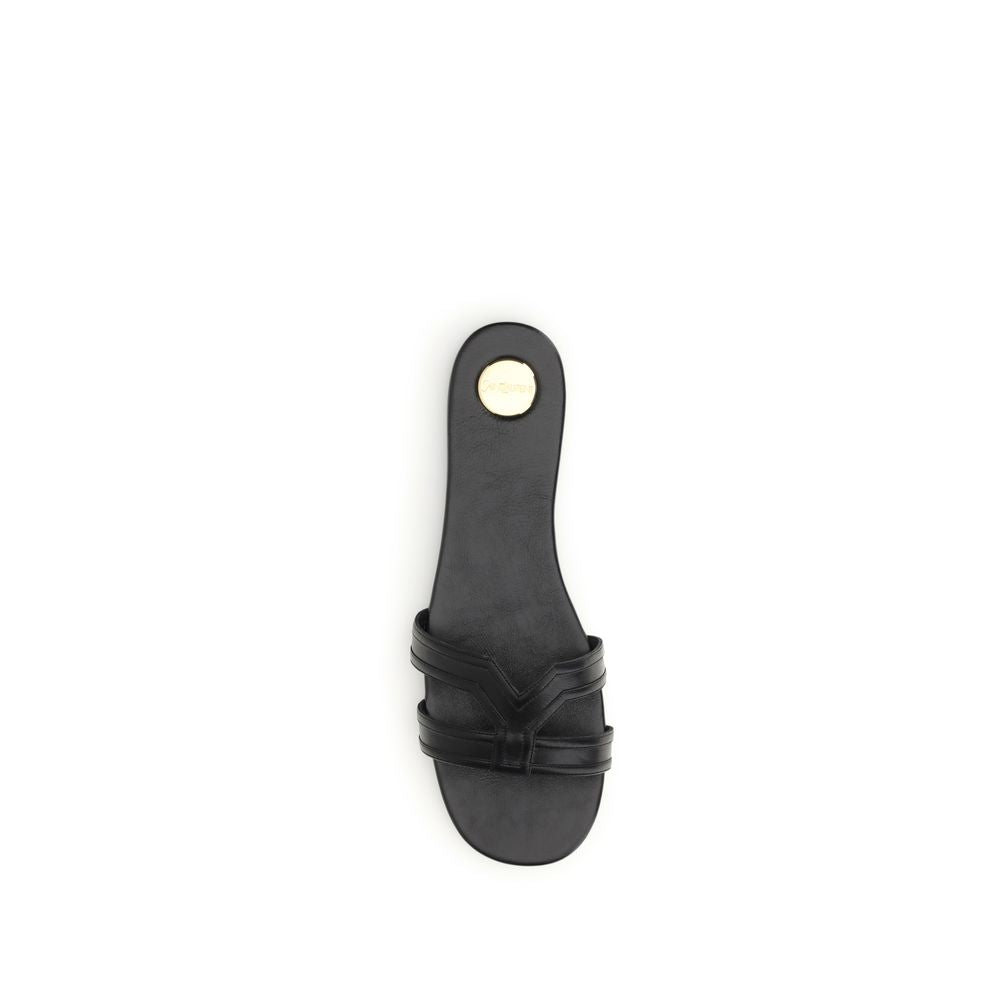 Saint Laurent Black Calf Leather Bos Taurus Sandals - Detail view