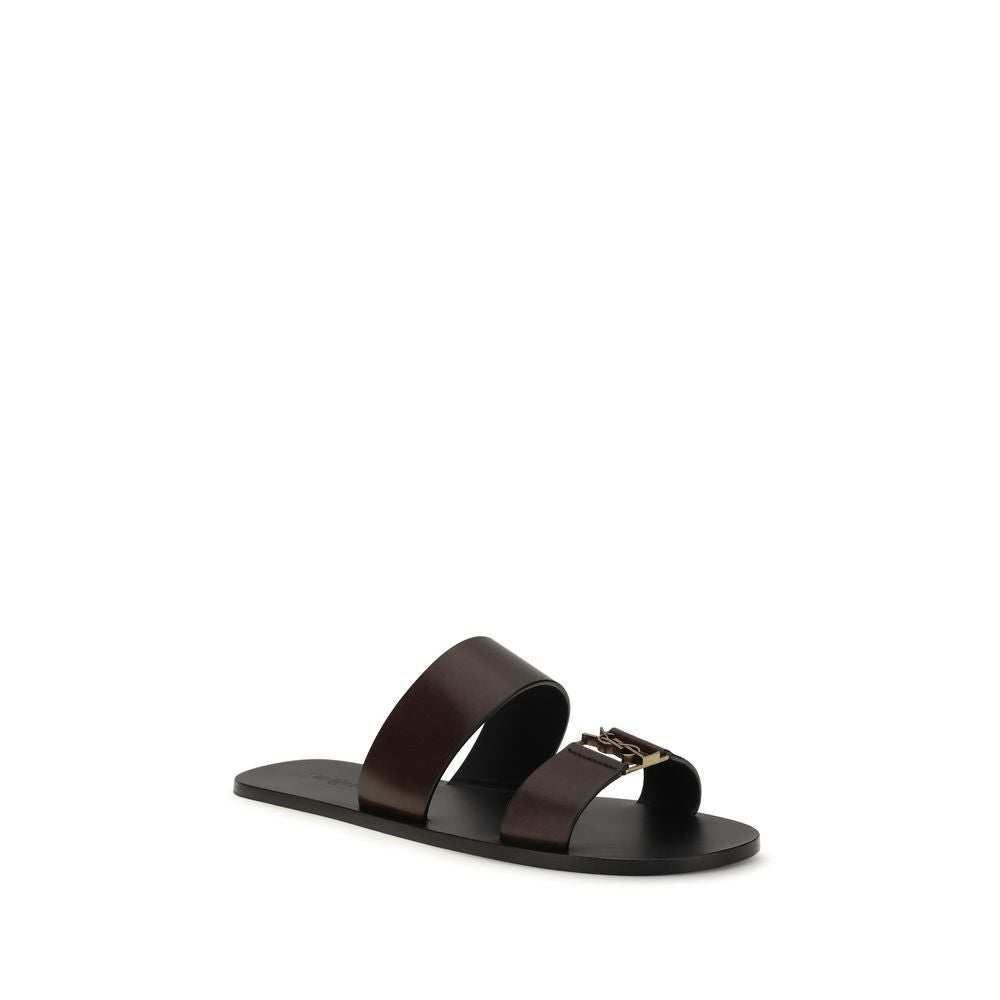 Saint Laurent Brown Calf Leather Flat Sandals - SS26 (Ref. SA863524DWETT2023) - Side view