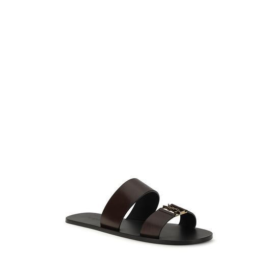 Saint Laurent Brown Calf Leather Flat Sandals - SS26 (Ref. SA863524DWETT2023) - Side view