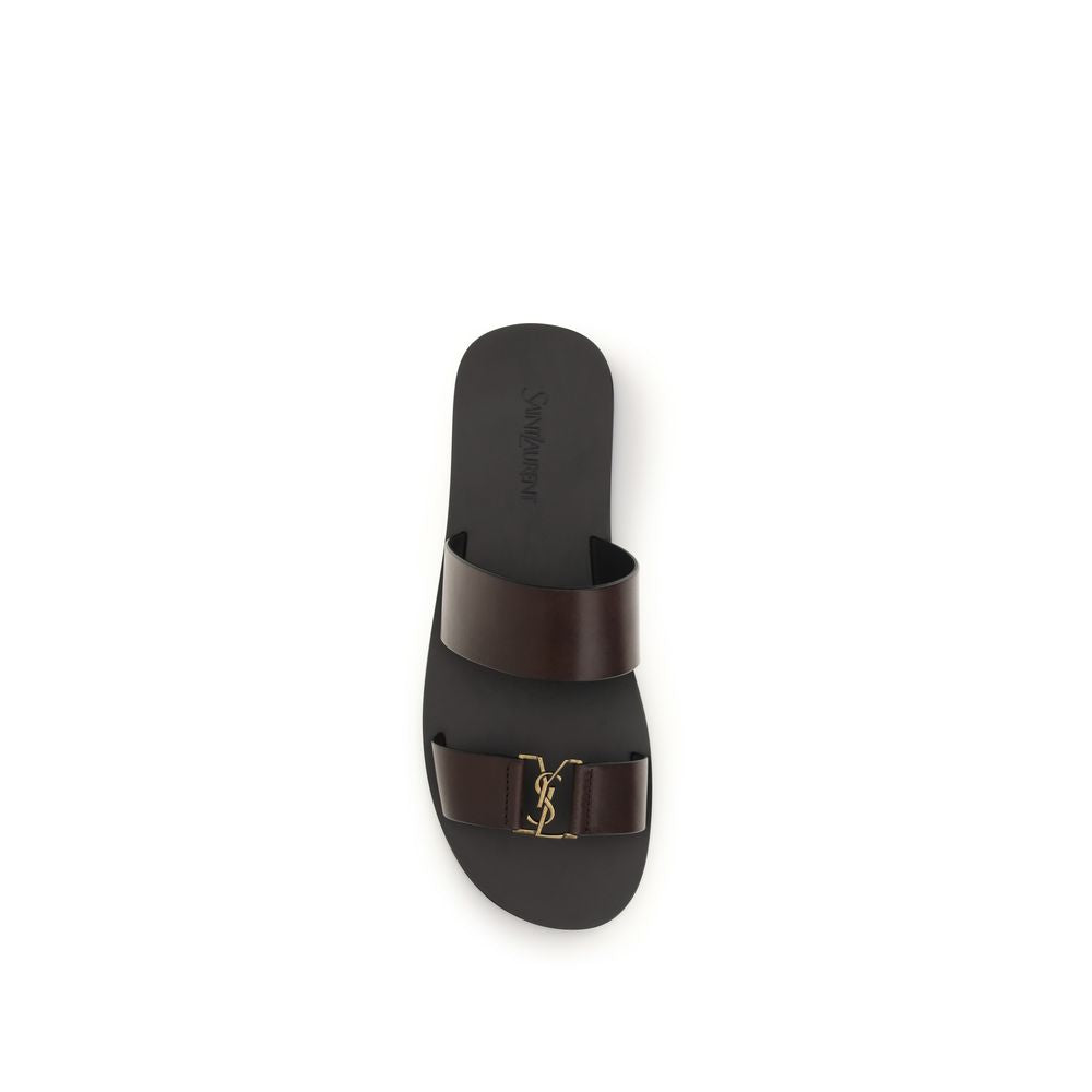 Saint Laurent Brown Calf Leather Flat Sandals - SS26 (Ref. SA863524DWETT2023) - Detail view