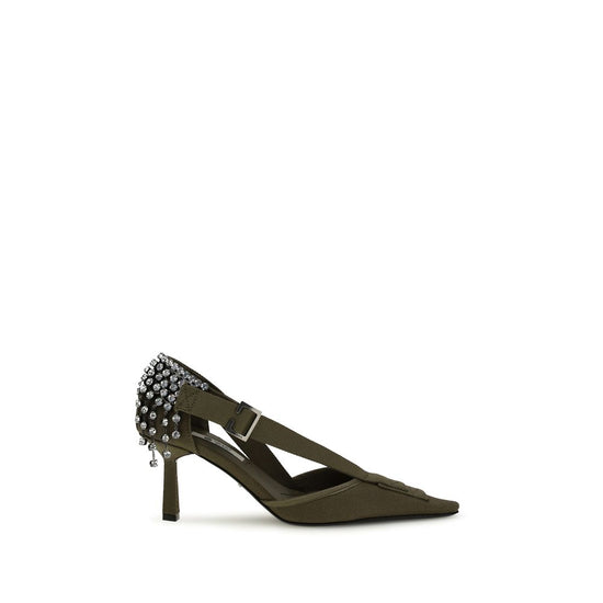 Prada Bicolor Cotton High Heel Pumps - Front view
