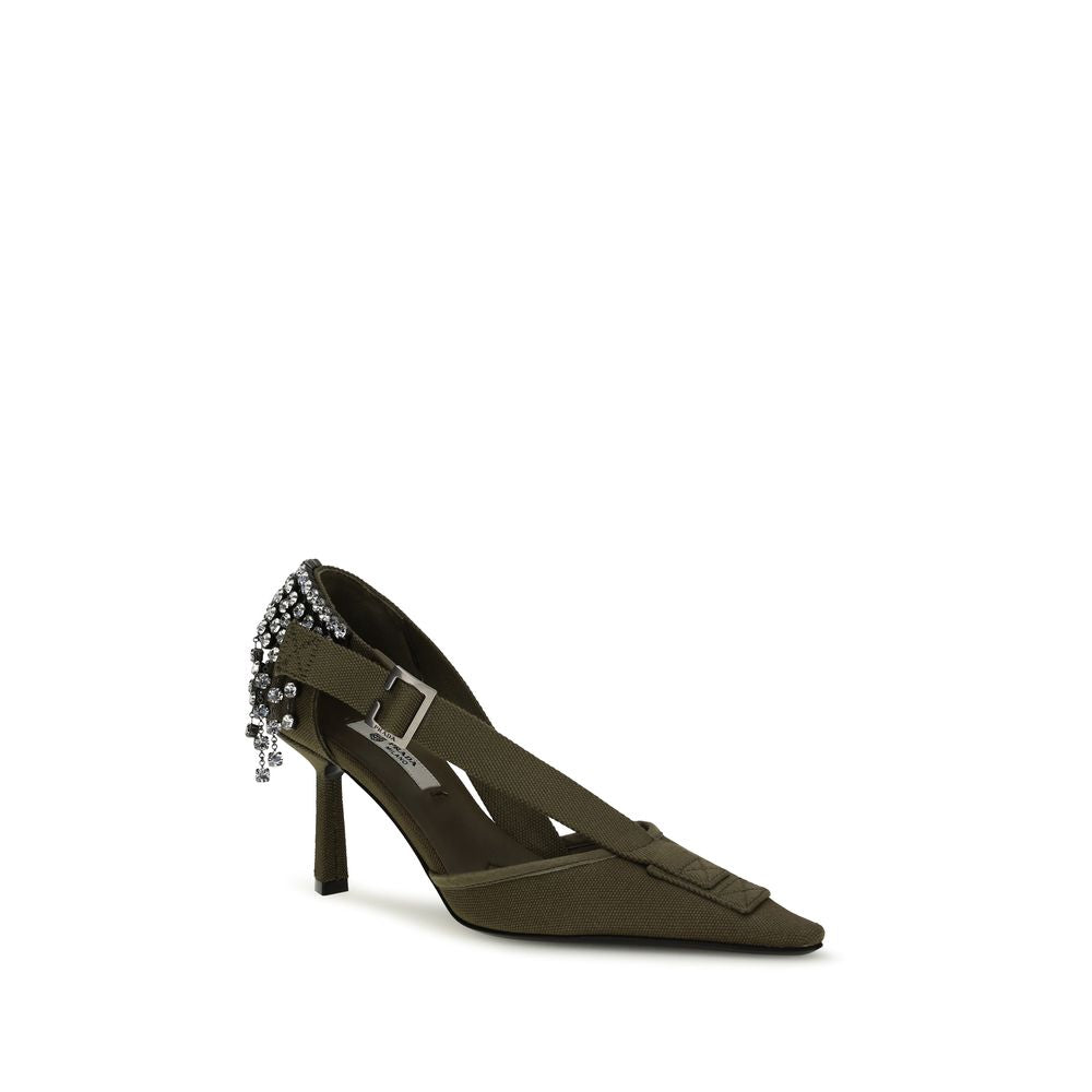 Prada Bicolor Cotton High Heel Pumps - Side view