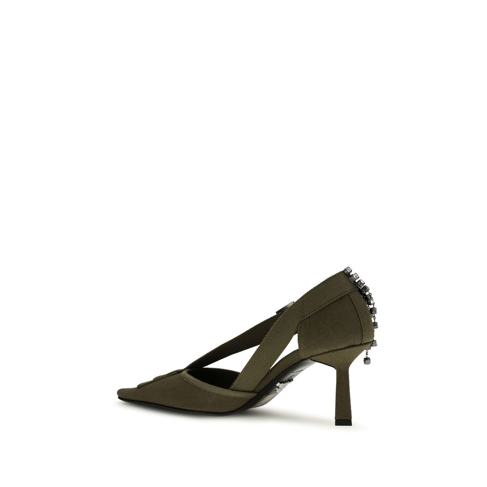 Prada Bicolor Cotton High Heel Pumps - Back view
