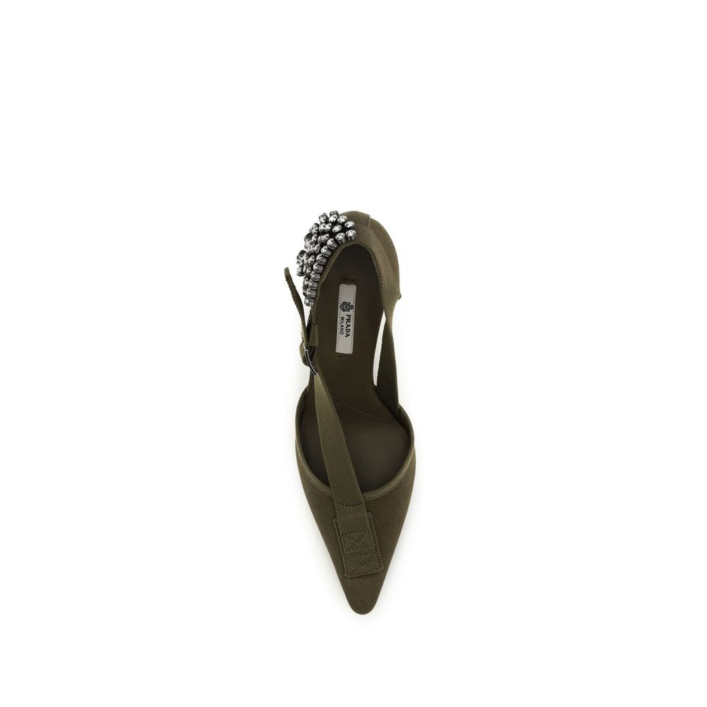 Prada Bicolor Cotton High Heel Pumps - Detail view