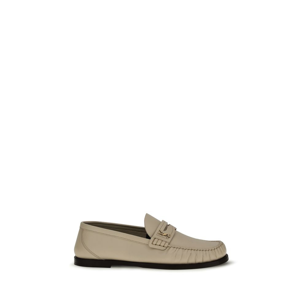 Saint Laurent Beige Calf Leather Slip On Loafers - Front view