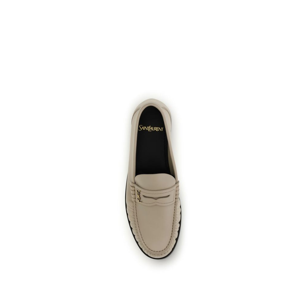 Saint Laurent Beige Calf Leather Slip On Loafers - Detail view