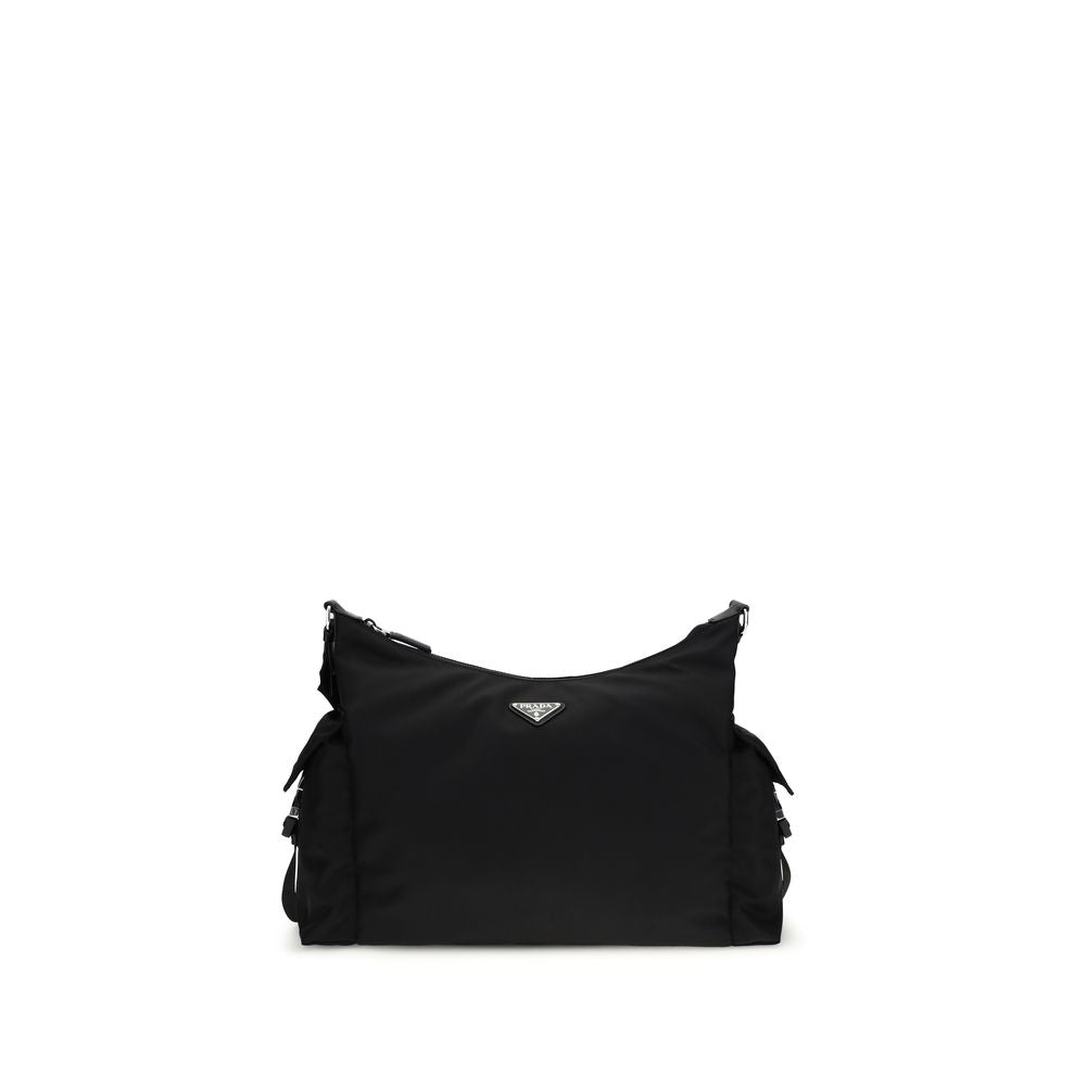 Prada Black Recycled Polyamide Shoulder Bag - AW26 43×29.5cm - Front view