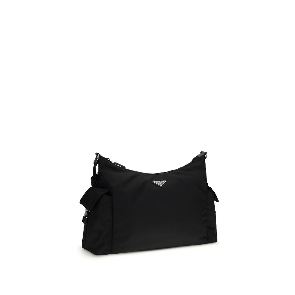 Prada Black Recycled Polyamide Shoulder Bag - AW26 43×29.5cm - Side view