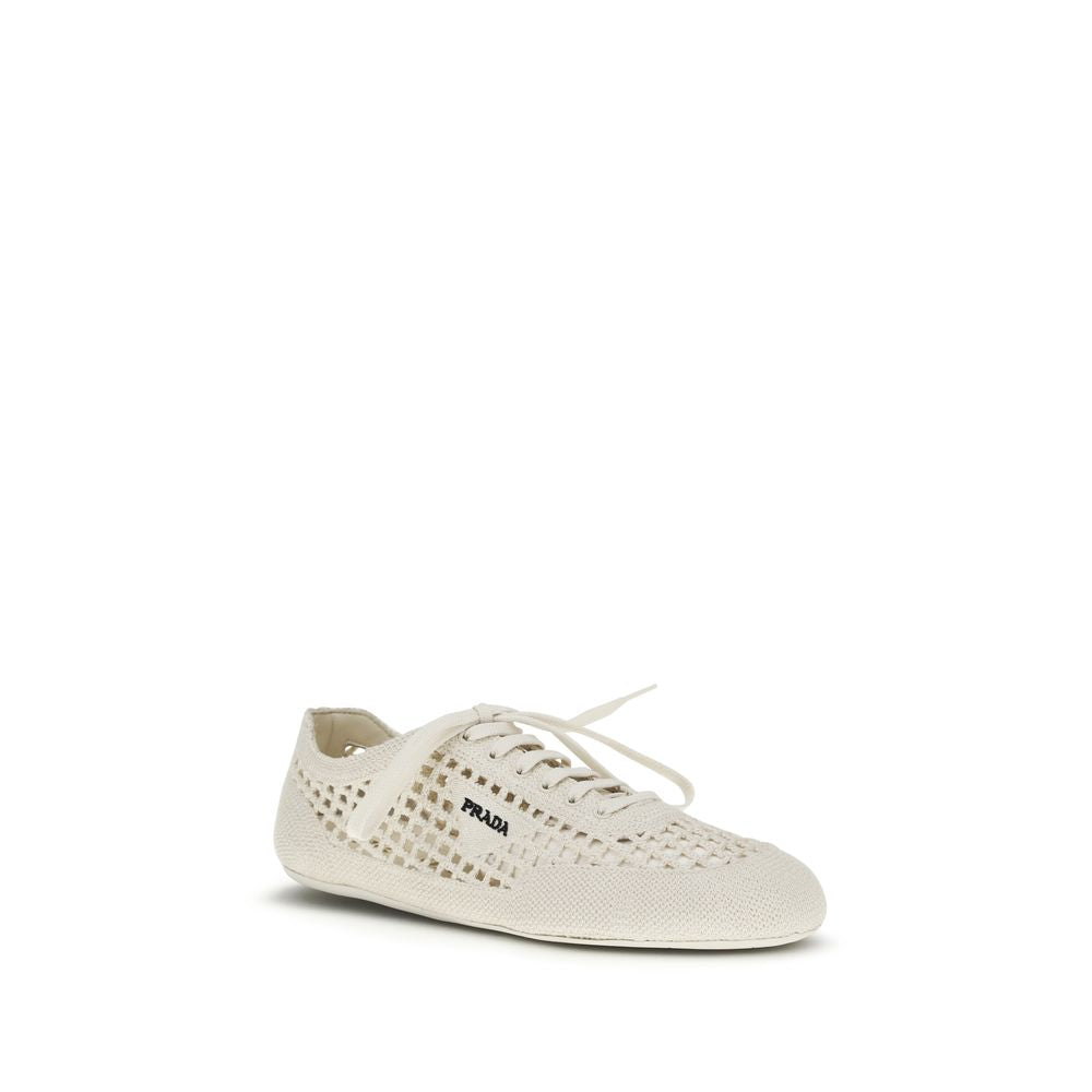 Prada Beige Fabric Low Top Sneakers - Side view