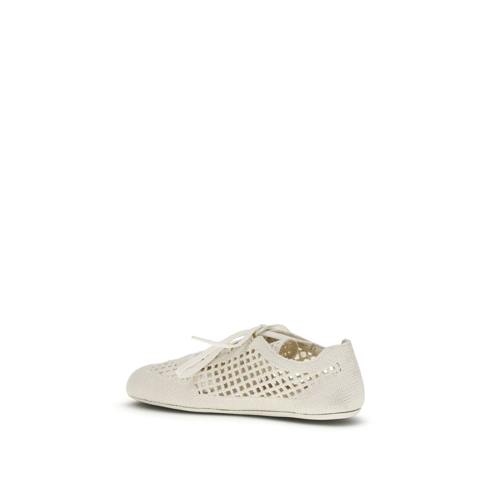 Prada Beige Fabric Low Top Sneakers - Back view